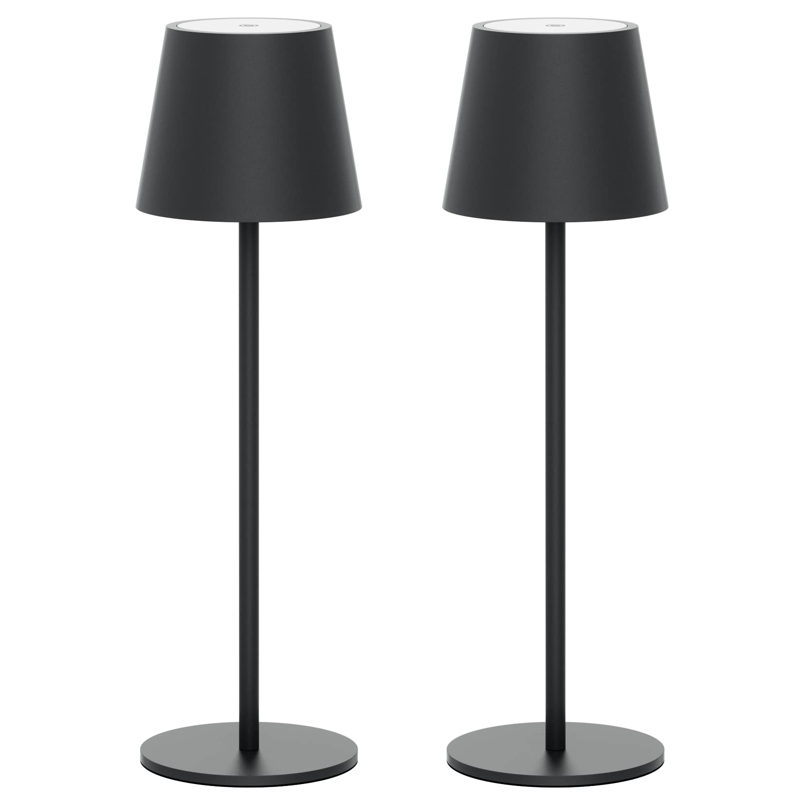 Es werde Licht: Klighten 2 Stück LED Dimmbare Akku Tischlampe, kabellos, wiederaufladbar, warme Lichtfarbe 3000K, Tischleuchte für Innen und Aussen mit USB-C, Aluminium, IP54 Wasserdicht, Dunkelgrau