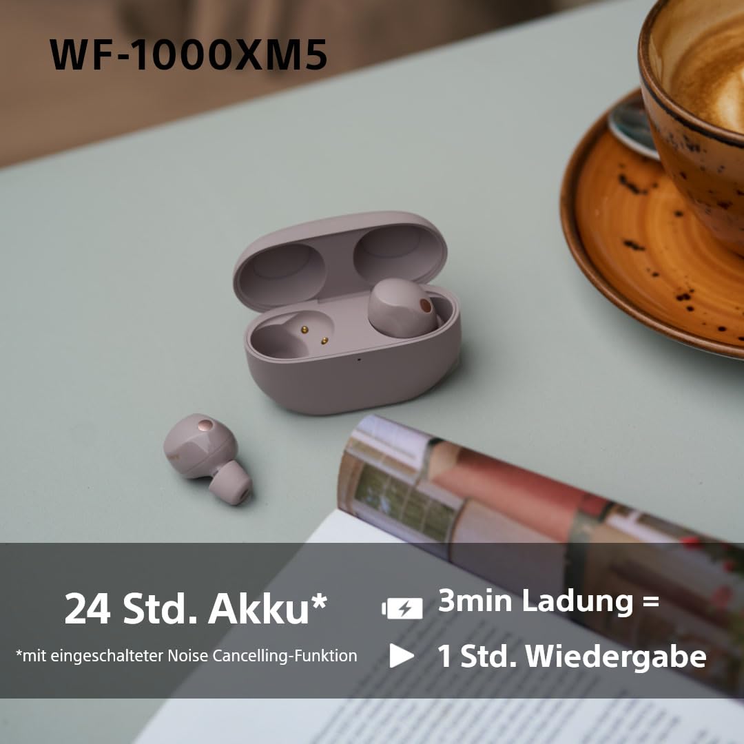 Was auf's Ohr? Sony WF-1000XM5 Kabellose Noise Cancelling Kopfhörer, Bluetooth, In-Ear-Kopfhörer, Mikrofon, bis zu 24 Stunden Akkulaufzeit, Schnellladefunktion, IPX4, iOS & Android kompatibel