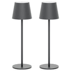 Es werde Licht: Klighten 2 Stück LED Dimmbare Akku Tischlampe, kabellos, wiederaufladbar, warme Lichtfarbe 3000K, Tischleuchte für Innen und Aussen mit USB-C, Aluminium, IP54 Wasserdicht, Dunkelgrau