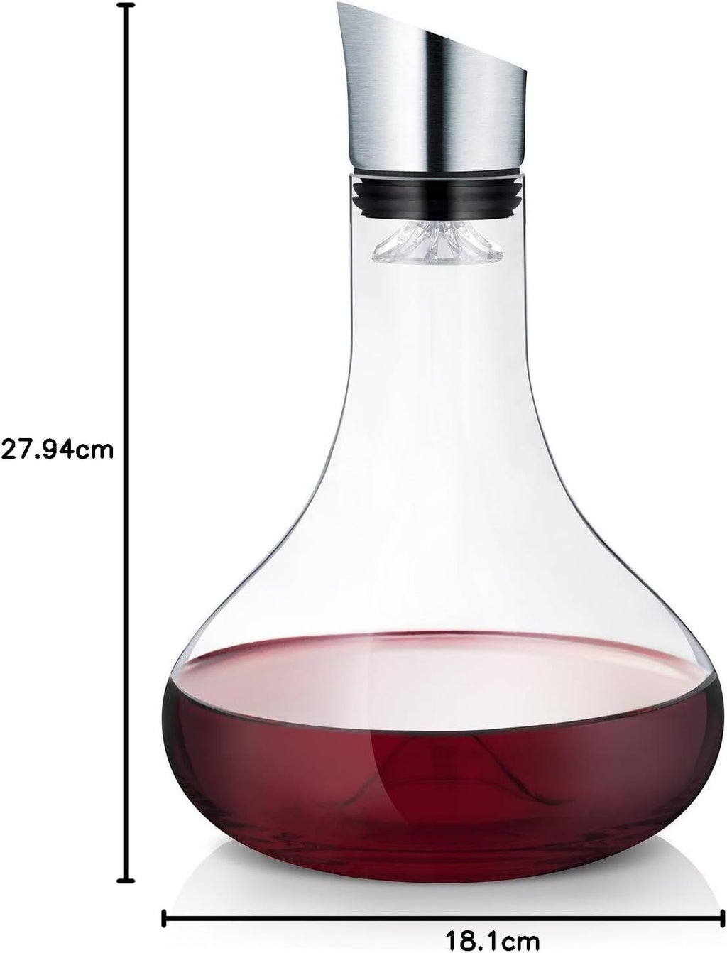 Feiner Wein braucht gute Behandlung: Blomus -ALPHA- Dekantierkaraffe aus Glas, komfortables & tropffreies eingießen des Weins, Filter & Belüftung, Ein-Hand-Bedienung, spülmaschinenfestes Glas