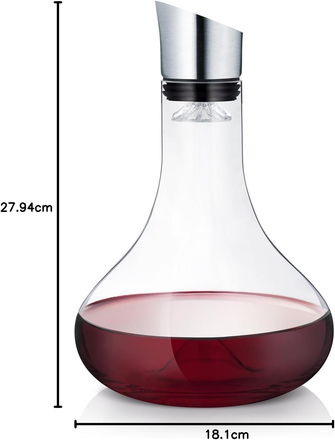 Feiner Wein braucht gute Behandlung: Blomus -ALPHA- Dekantierkaraffe aus Glas, komfortables & tropffreies eingießen des Weins, Filter & Belüftung, Ein-Hand-Bedienung, spülmaschinenfestes Glas