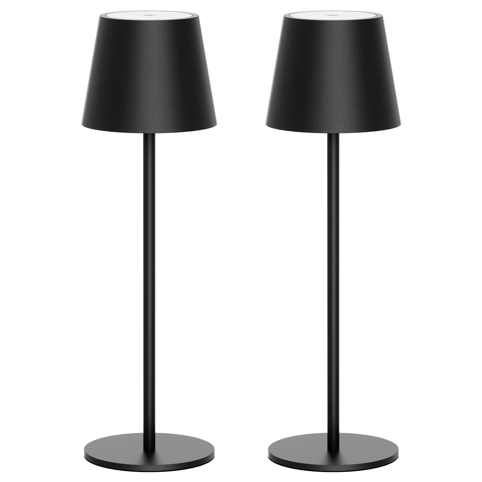 Es werde Licht: Klighten 2 Stück LED Dimmbare Akku Tischlampe, kabellos, wiederaufladbar, warme Lichtfarbe 3000K, Tischleuchte für Innen und Aussen mit USB-C, Aluminium, IP54 Wasserdicht, Dunkelgrau