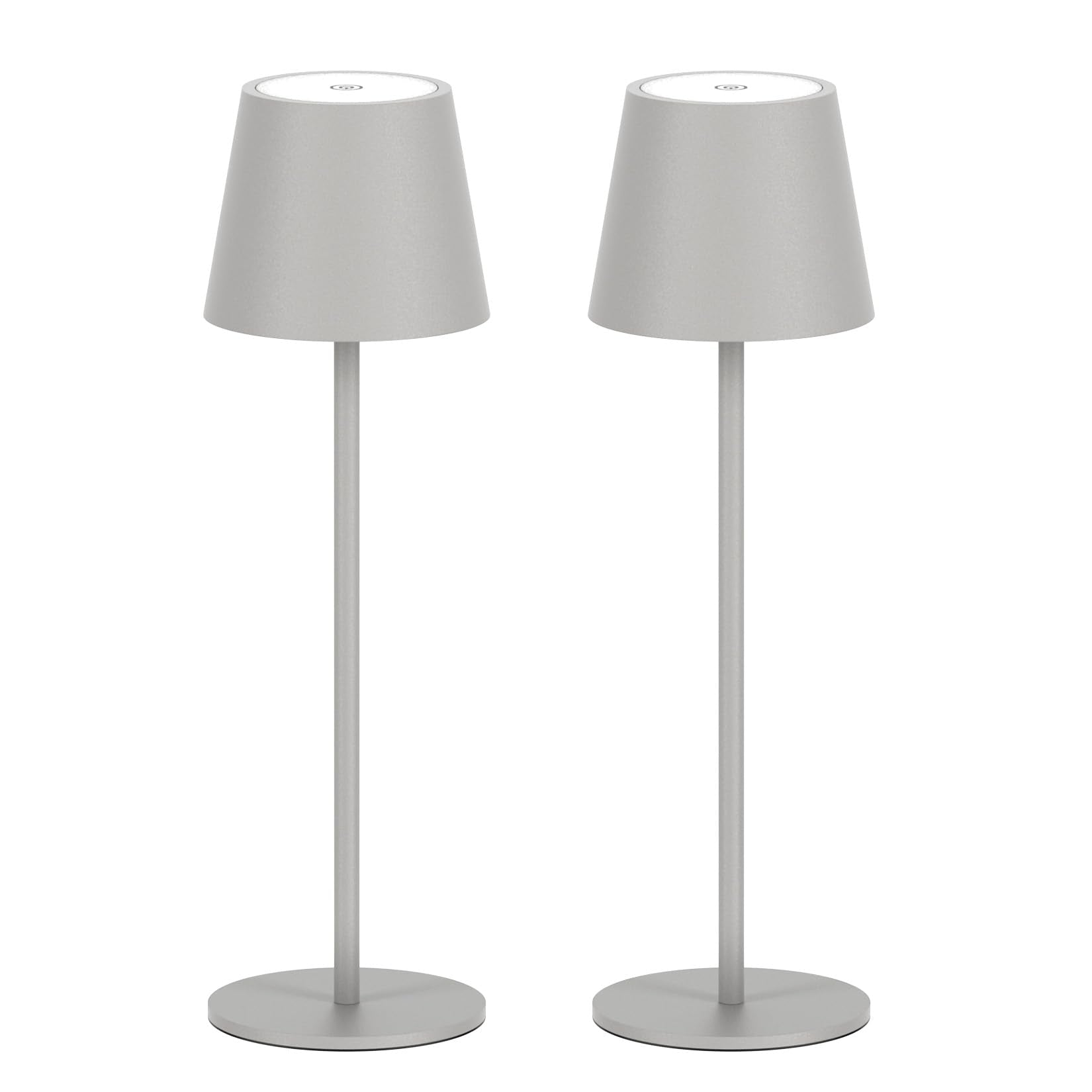Es werde Licht: Klighten 2 Stück LED Dimmbare Akku Tischlampe, kabellos, wiederaufladbar, warme Lichtfarbe 3000K, Tischleuchte für Innen und Aussen mit USB-C, Aluminium, IP54 Wasserdicht, Dunkelgrau