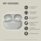 Was auf's Ohr? Sony WF-1000XM5 Kabellose Noise Cancelling Kopfhörer, Bluetooth, In-Ear-Kopfhörer, Mikrofon, bis zu 24 Stunden Akkulaufzeit, Schnellladefunktion, IPX4, iOS & Android kompatibel