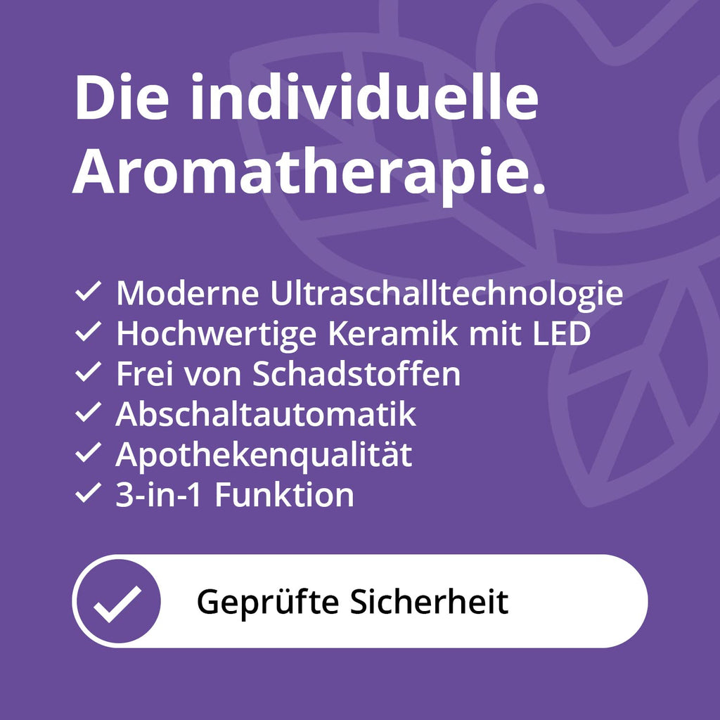 AAAAroma! Moderner Keramik Aroma Diffuser für ätherische Öle mit LED Licht 3-in-1: Ultraschall Diffusor, Luftbefeuchter und Nachtlicht - 100 ml Wassertank (Schwarz)