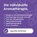 AAAAroma! Moderner Keramik Aroma Diffuser für ätherische Öle mit LED Licht 3-in-1: Ultraschall Diffusor, Luftbefeuchter und Nachtlicht - 100 ml Wassertank (Schwarz)