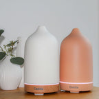 AAAAroma! Moderner Keramik Aroma Diffuser für ätherische Öle mit LED Licht 3-in-1: Ultraschall Diffusor, Luftbefeuchter und Nachtlicht - 100 ml Wassertank (Schwarz)