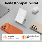 Genug Saft dabei? Powerbank für Magsafe, 12000mAh Kabellose Power Bank mit 22.5W PD USB-A Ausgabe, Magnetisch, Externer Handyakku mit LED-Anzeige, Typ-C Eingang & Ausgang für iPhone 17/16/15/14/13/12/Pro/Pro Max