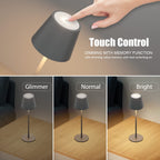 Es werde Licht: Klighten 2 Stück LED Dimmbare Akku Tischlampe, kabellos, wiederaufladbar, warme Lichtfarbe 3000K, Tischleuchte für Innen und Aussen mit USB-C, Aluminium, IP54 Wasserdicht, Dunkelgrau