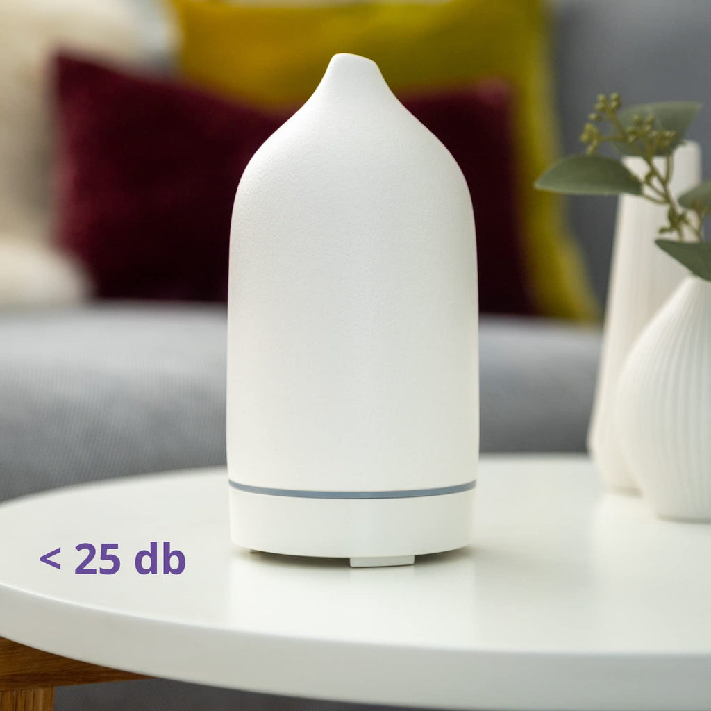 AAAAroma! Moderner Keramik Aroma Diffuser für ätherische Öle mit LED Licht 3-in-1: Ultraschall Diffusor, Luftbefeuchter und Nachtlicht - 100 ml Wassertank (Schwarz)