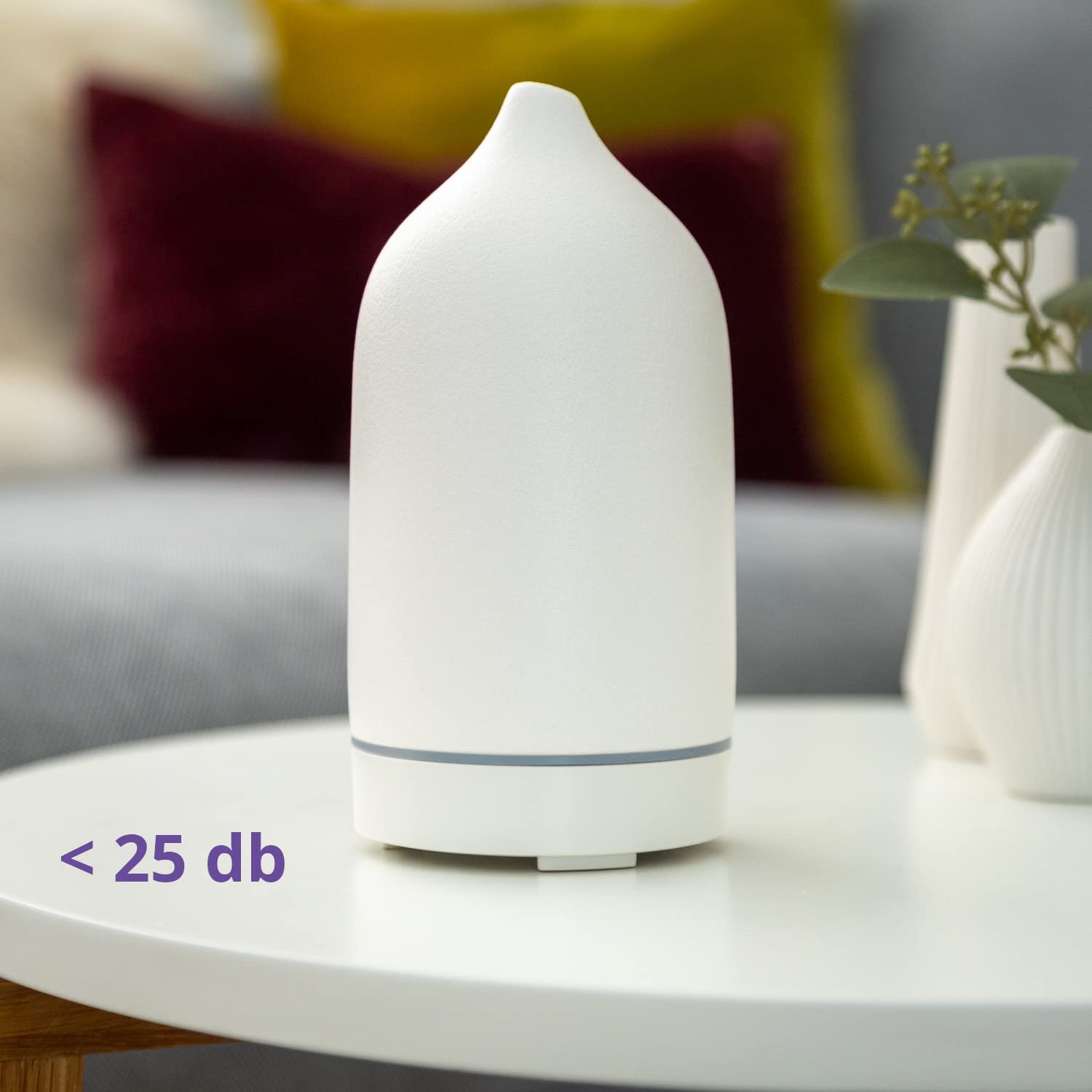 AAAAroma! Moderner Keramik Aroma Diffuser für ätherische Öle mit LED Licht 3-in-1: Ultraschall Diffusor, Luftbefeuchter und Nachtlicht - 100 ml Wassertank (Schwarz)