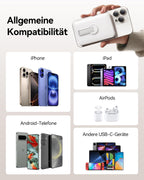 Genug Saft dabei? Powerbank für Magsafe, 12000mAh Kabellose Power Bank mit 22.5W PD USB-A Ausgabe, Magnetisch, Externer Handyakku mit LED-Anzeige, Typ-C Eingang & Ausgang für iPhone 17/16/15/14/13/12/Pro/Pro Max