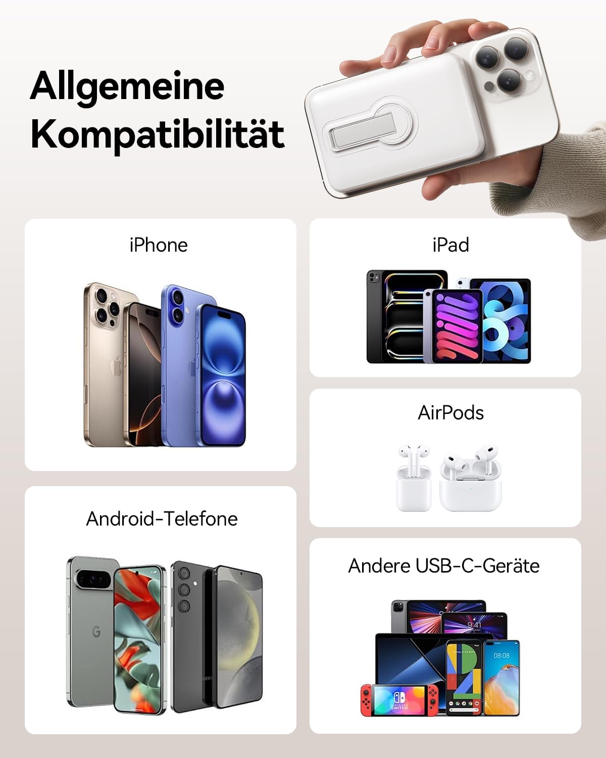 Genug Saft dabei? Powerbank für Magsafe, 12000mAh Kabellose Power Bank mit 22.5W PD USB-A Ausgabe, Magnetisch, Externer Handyakku mit LED-Anzeige, Typ-C Eingang & Ausgang für iPhone 17/16/15/14/13/12/Pro/Pro Max
