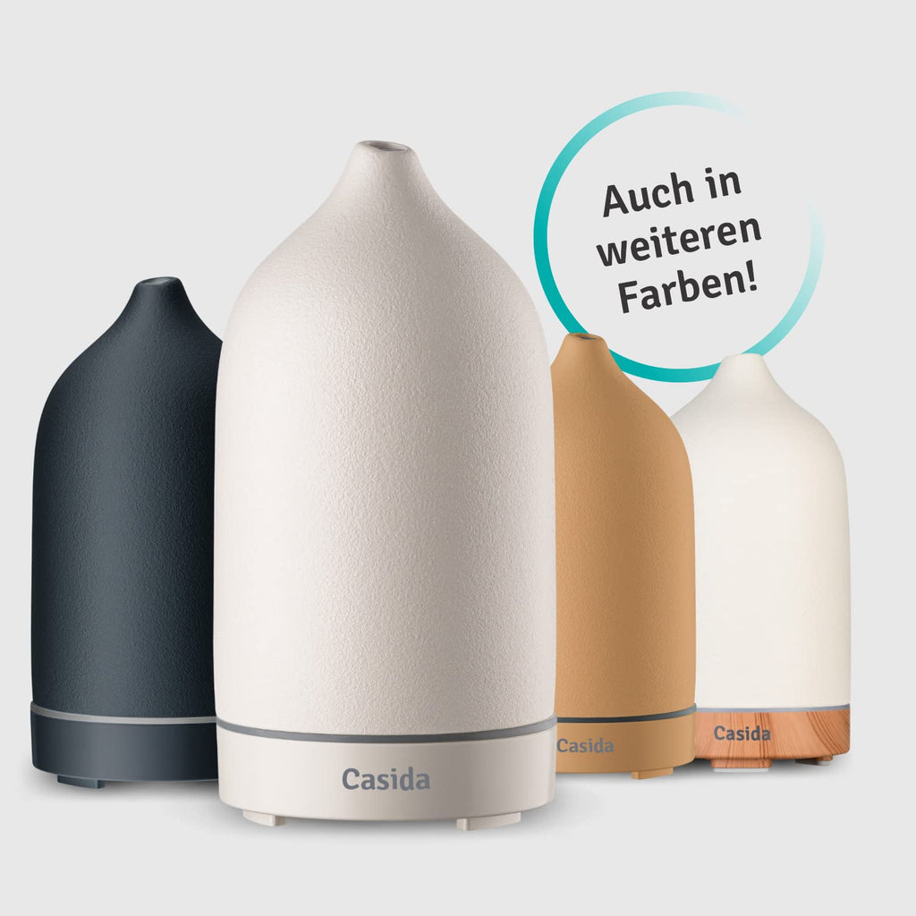 AAAAroma! Moderner Keramik Aroma Diffuser für ätherische Öle mit LED Licht 3-in-1: Ultraschall Diffusor, Luftbefeuchter und Nachtlicht - 100 ml Wassertank (Schwarz)