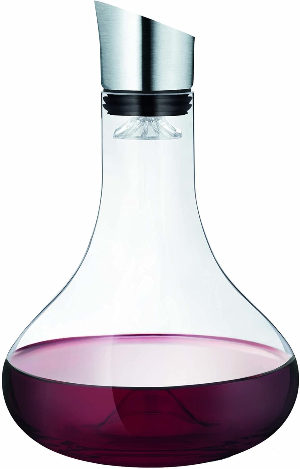 Feiner Wein braucht gute Behandlung: Blomus -ALPHA- Dekantierkaraffe aus Glas, komfortables & tropffreies eingießen des Weins, Filter & Belüftung, Ein-Hand-Bedienung, spülmaschinenfestes Glas