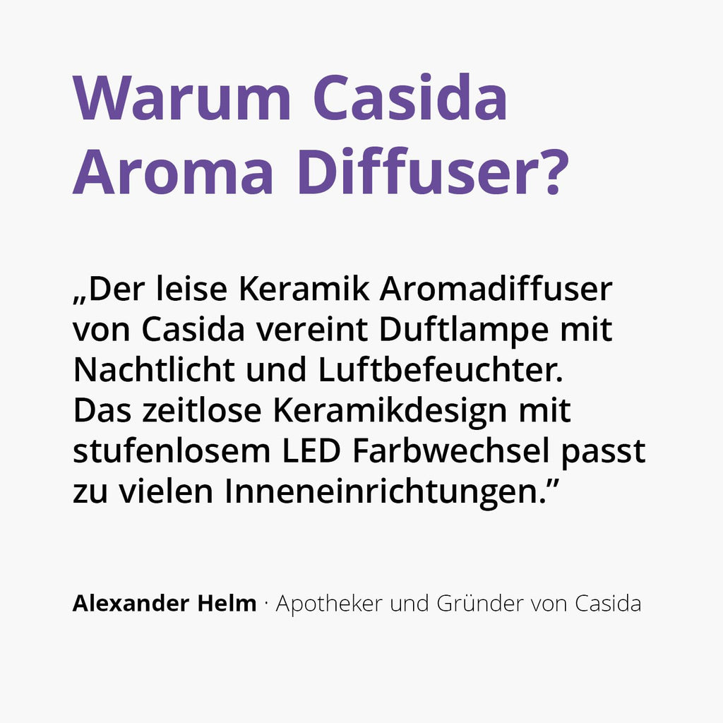 AAAAroma! Moderner Keramik Aroma Diffuser für ätherische Öle mit LED Licht 3-in-1: Ultraschall Diffusor, Luftbefeuchter und Nachtlicht - 100 ml Wassertank (Schwarz)