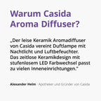 AAAAroma! Moderner Keramik Aroma Diffuser für ätherische Öle mit LED Licht 3-in-1: Ultraschall Diffusor, Luftbefeuchter und Nachtlicht - 100 ml Wassertank (Schwarz)