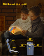 Für sanftes Licht: Glocusent Leselampe Buch Klemme, Augenschonende Bücher-Leselampe mit 3 Farben & 5 dimmbaren Helligkeiten, 80Std. Lebensdauer, wiederaufladbar