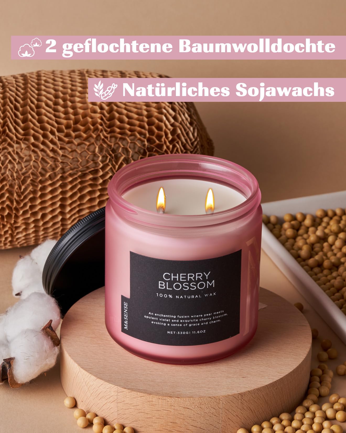 Hmm, riecht das hier gut... M&SENSE Kaffee Duftkerzen im Glas mit 2 Dochten, 70 Stunden Brenndauer, natürliche Sojawachs Kerze für die ganze Wohnung, Geschenk für Männer und Frauen