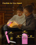 Für sanftes Licht: Glocusent Leselampe Buch Klemme, Augenschonende Bücher-Leselampe mit 3 Farben & 5 dimmbaren Helligkeiten, 80Std. Lebensdauer, wiederaufladbar
