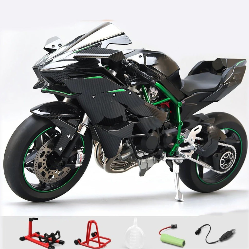 Was Du schon immer wolltest: Diecast-Motorrad mit Sound & Licht Funktionen, Hochglanz-Spray-Finish, Gummireifen, Premium Sammlerstück, Maßstab 1/6