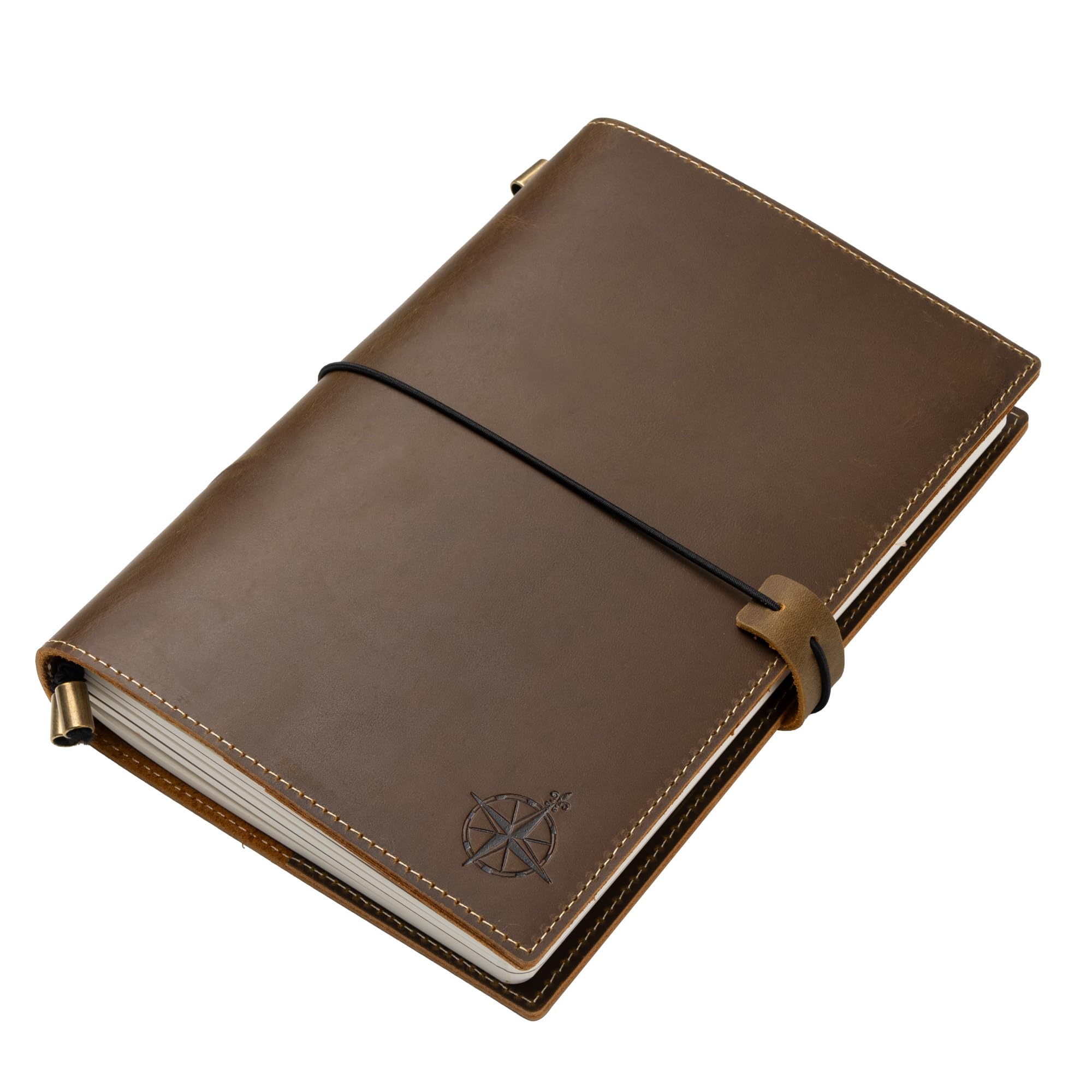 Damit keine Erinnerung verlorengeht: Wanderings A5 Travelers Notebook mit Fächern – Echtes Leder Journal, 6" x8,5/15 x 22cm Nachfüllbares Reisetagebuch, um alle Abenteuer des Lebens festzuhalten, 120 GSM Blanko Einlagen