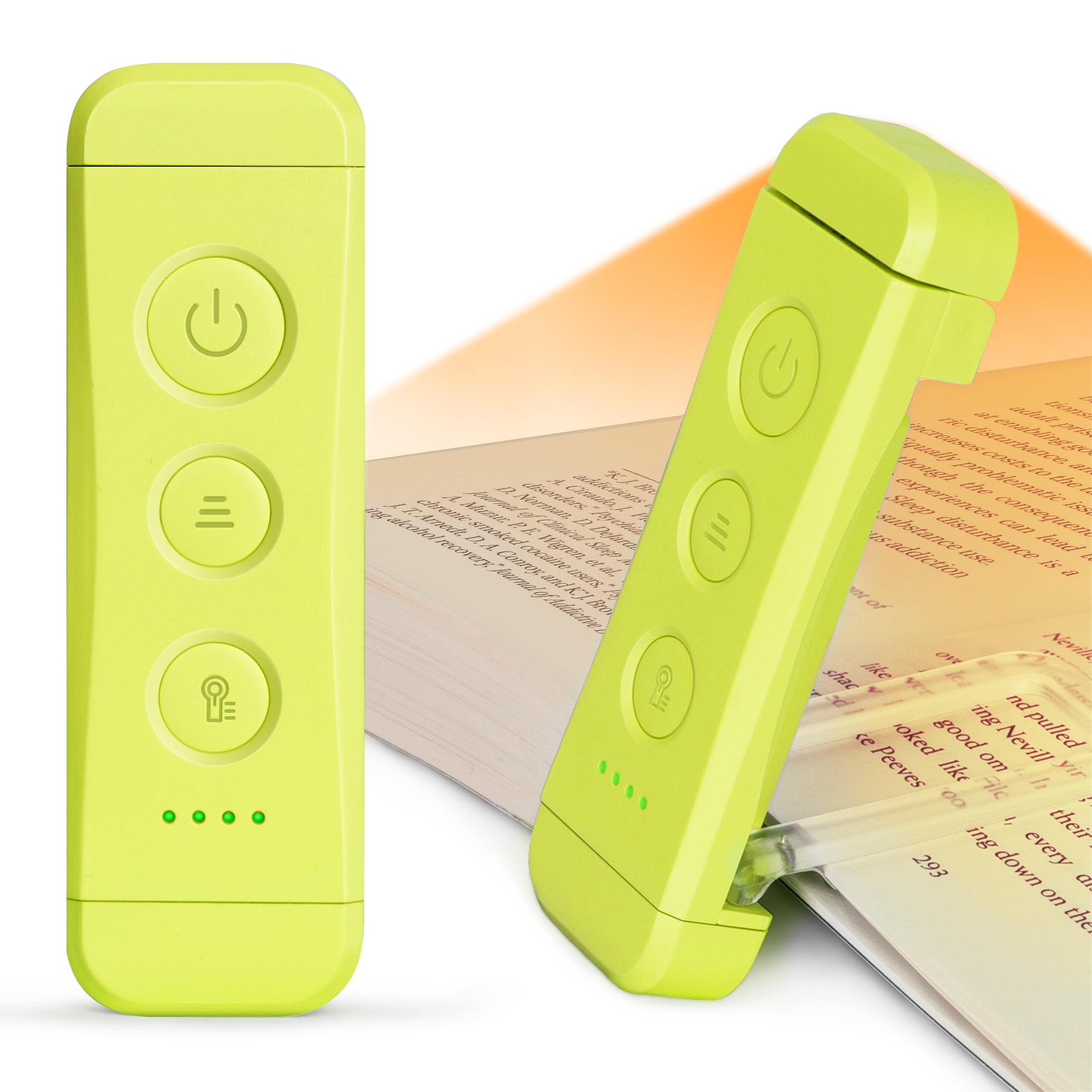 Für sanftes Licht: Glocusent Leselampe Buch Klemme, Augenschonende Bücher-Leselampe mit 3 Farben & 5 dimmbaren Helligkeiten, 80Std. Lebensdauer, wiederaufladbar