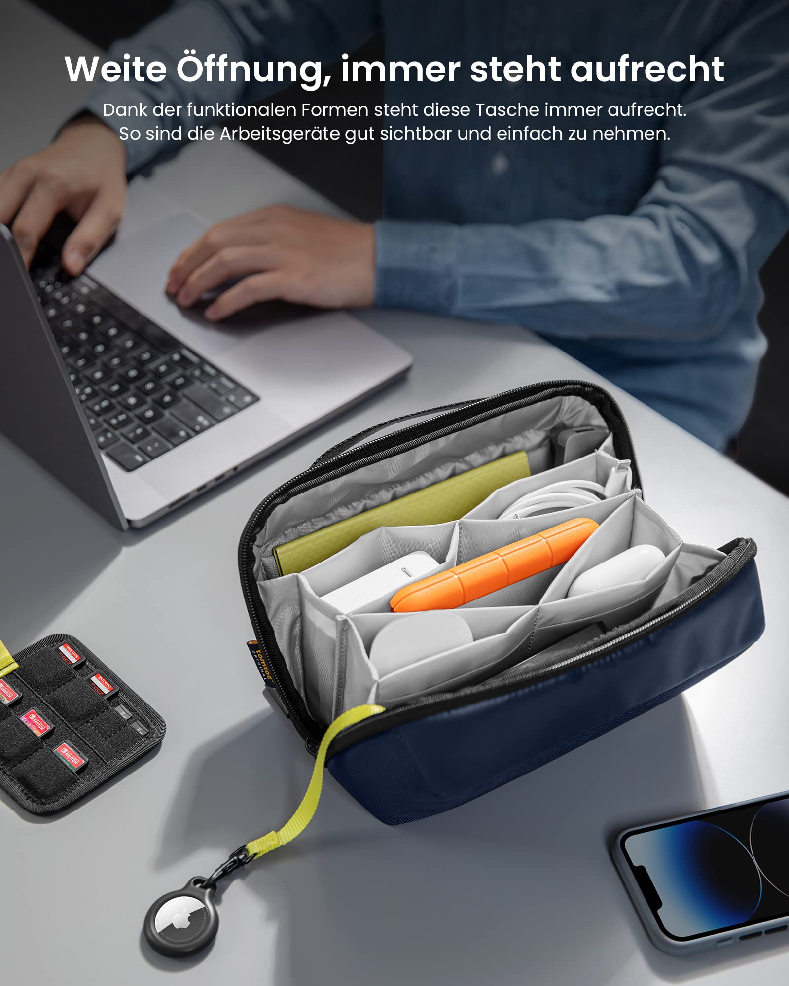 Wer Odnung hält ist nur zu faul zum suchen... tomtoc Kabel- und Zubehörtasche, Kabel Organizer für Ladekabel, Festplatte, MacBook Adapter, Ladegerät, PowerBank, SD Karten...