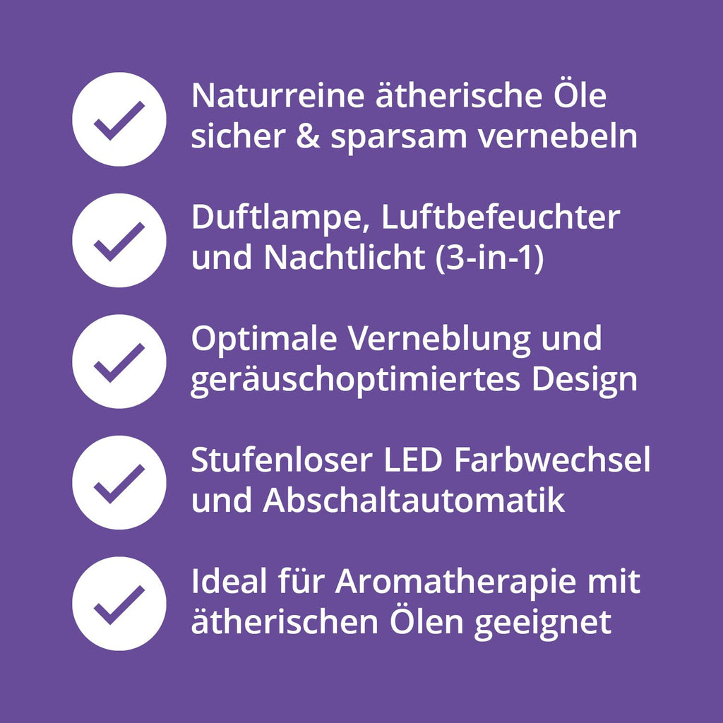 AAAAroma! Moderner Keramik Aroma Diffuser für ätherische Öle mit LED Licht 3-in-1: Ultraschall Diffusor, Luftbefeuchter und Nachtlicht - 100 ml Wassertank (Schwarz)