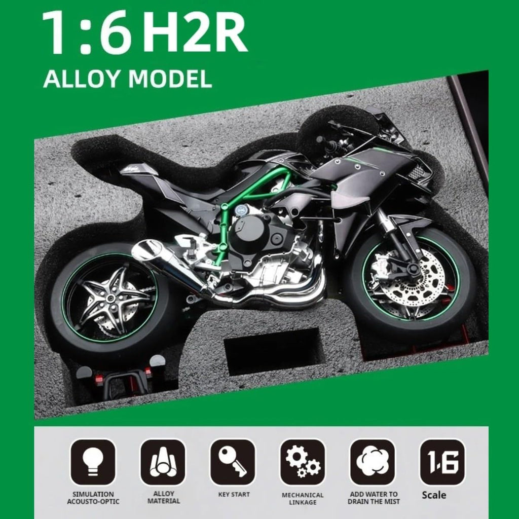 Was Du schon immer wolltest: Diecast-Motorrad mit Sound & Licht Funktionen, Hochglanz-Spray-Finish, Gummireifen, Premium Sammlerstück, Maßstab 1/6