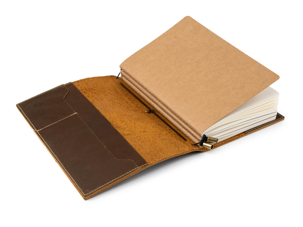 Damit keine Erinnerung verlorengeht: Wanderings A5 Travelers Notebook mit Fächern – Echtes Leder Journal, 6" x8,5/15 x 22cm Nachfüllbares Reisetagebuch, um alle Abenteuer des Lebens festzuhalten, 120 GSM Blanko Einlagen