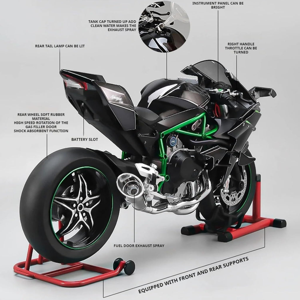 Was Du schon immer wolltest: Diecast-Motorrad mit Sound & Licht Funktionen, Hochglanz-Spray-Finish, Gummireifen, Premium Sammlerstück, Maßstab 1/6