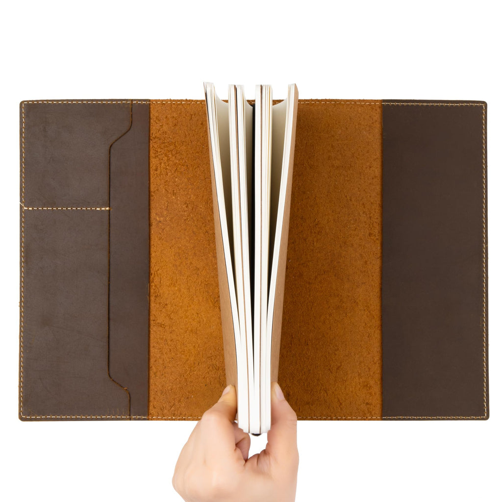 Damit keine Erinnerung verlorengeht: Wanderings A5 Travelers Notebook mit Fächern – Echtes Leder Journal, 6" x8,5/15 x 22cm Nachfüllbares Reisetagebuch, um alle Abenteuer des Lebens festzuhalten, 120 GSM Blanko Einlagen
