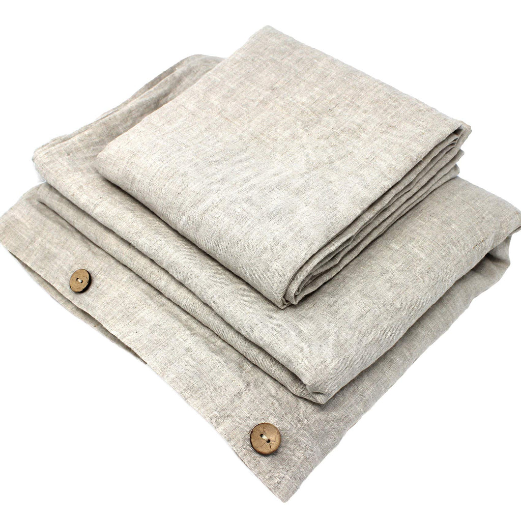 Schlaf schön! Leinen-Bettwäsche aus 100% Leinen (Bettwäsche-Set: Decke 135 x 200 cm und Kissen 80 x 80 cm), Stonewashed Leinenbettwäsche Natur beige, Bettbezug aus hochwertigem reinem Leinen