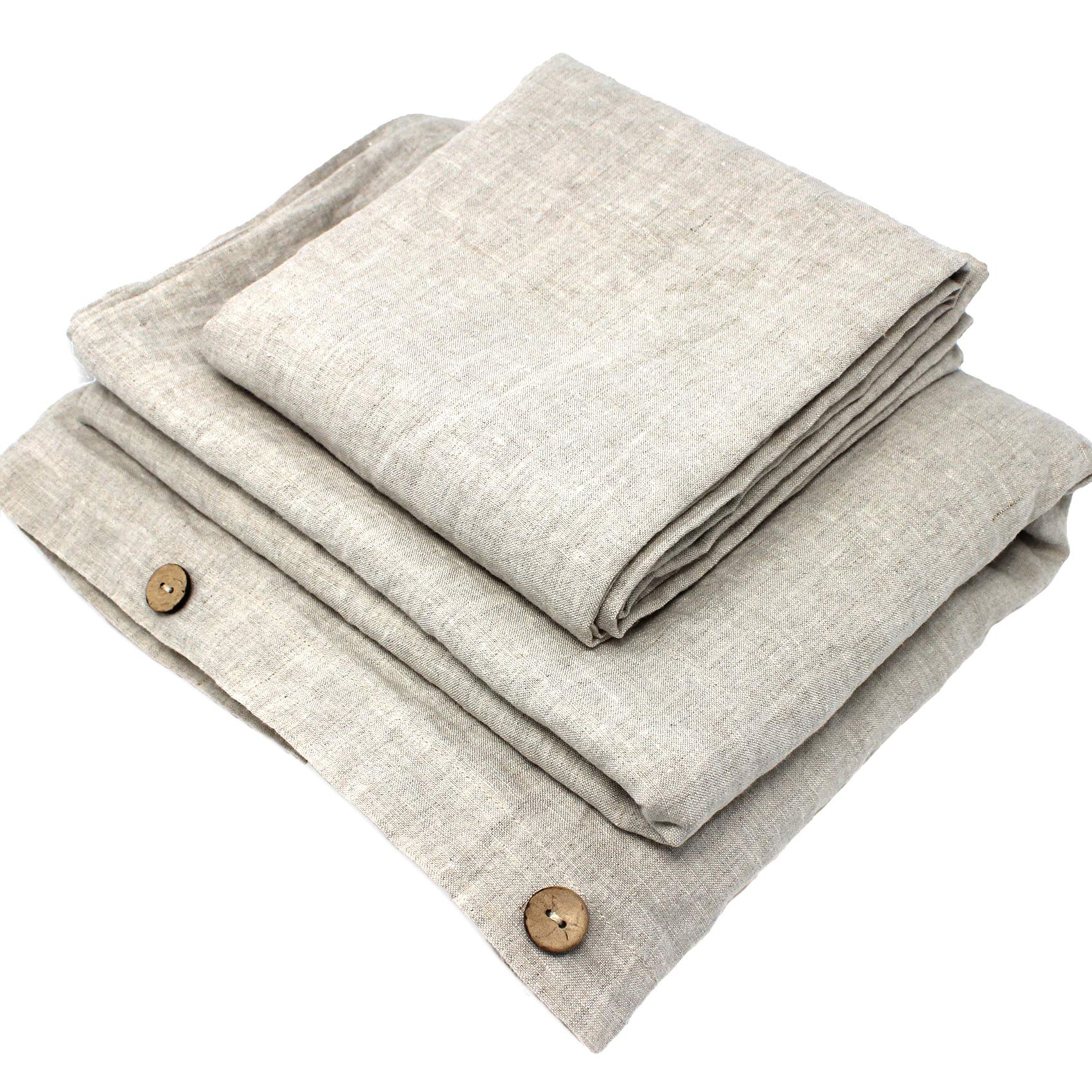 Schlaf schön! Leinen-Bettwäsche aus 100% Leinen (Bettwäsche-Set: Decke 135 x 200 cm und Kissen 80 x 80 cm), Stonewashed Leinenbettwäsche Natur beige, Bettbezug aus hochwertigem reinem Leinen