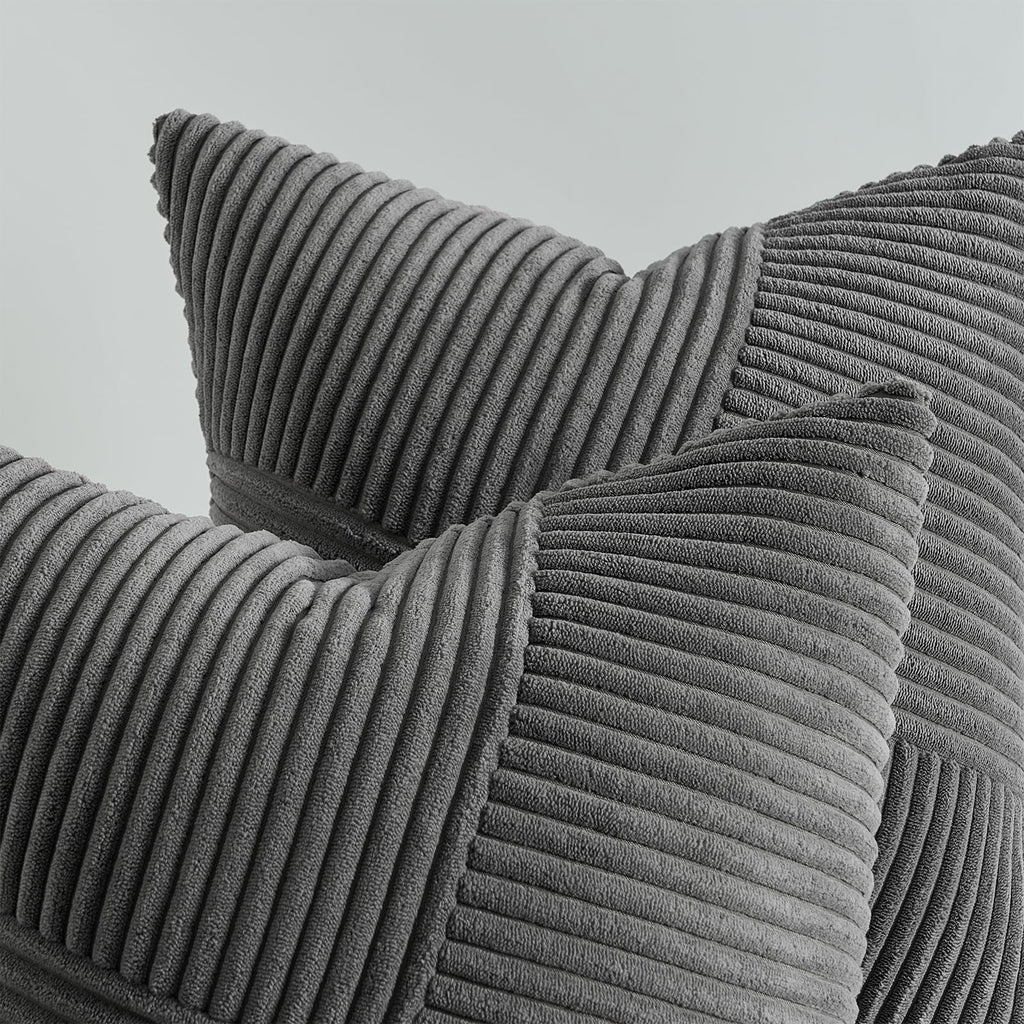 Endlich gemütlich! Topfinel Kissenbezug 45x45 Grün und weitere Farben, 2er Set Kordsamt, Windmühle Patchwork Streifen